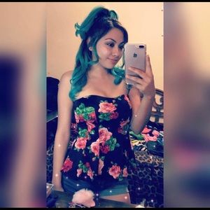 Floral strapless top